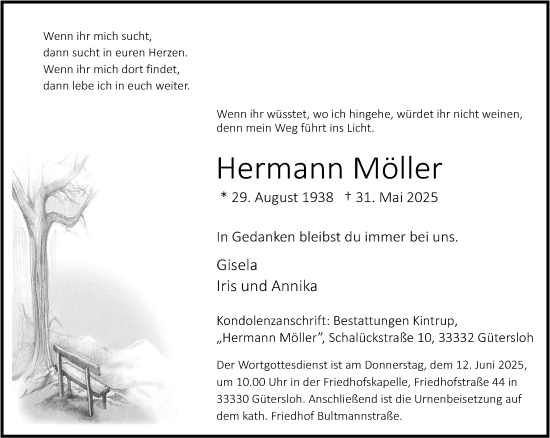 Traueranzeige von Hermann Möller von Neue Westfälische und Westfalen-Blatt