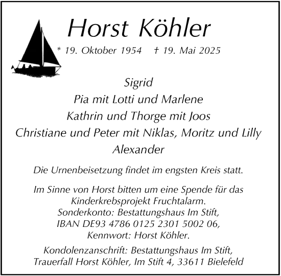 Traueranzeige von Horst Köhler von Neue Westfälische und Westfalen-Blatt