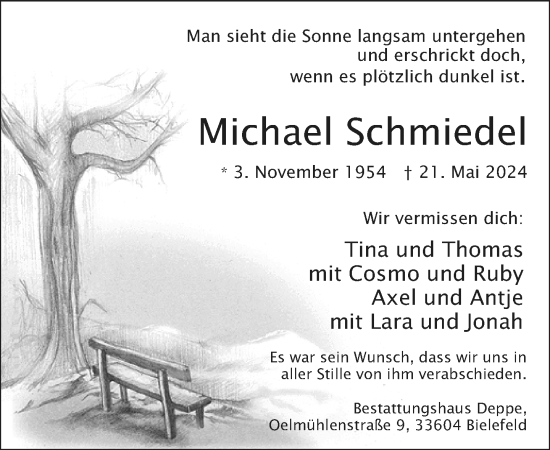 Traueranzeige von Michael Schmiedel von Neue Westfälische und Westfalen-Blatt