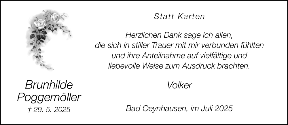  Traueranzeige für Brunhilde Poggemöller vom 19.07.2025 aus Neue Westfälische und Westfalen-Blatt