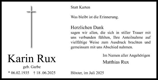 Traueranzeige von Karin  von Neue Westfälische und Westfalen-Blatt