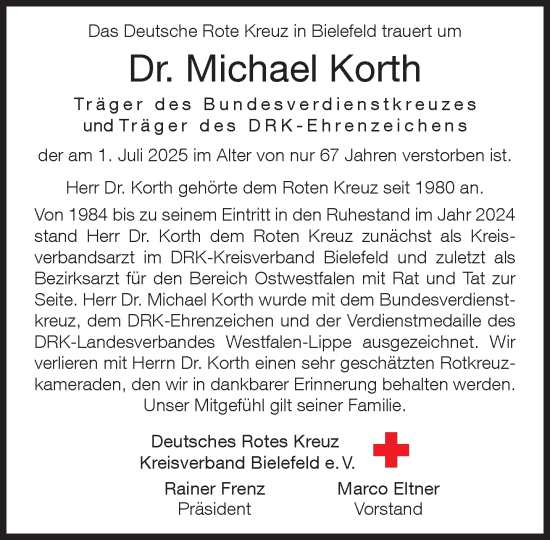 Traueranzeige von Michael Korth von Neue Westfälische und Westfalen-Blatt