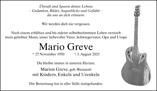 Traueranzeige von Mario Greve von Neue Westfälische und Westfalen-Blatt