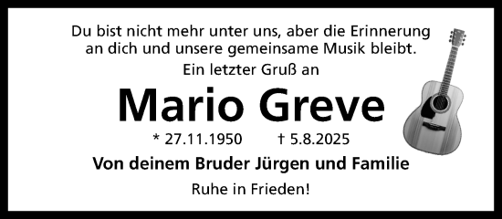 Traueranzeige von Mario Greve von Neue Westfälische und Westfalen-Blatt