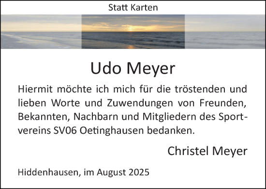 Traueranzeige von Udo Meyer von Neue Westfälische und Westfalen-Blatt