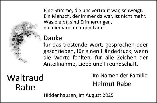 Traueranzeige von Waltraud Rabe von Neue Westfälische und Westfalen-Blatt