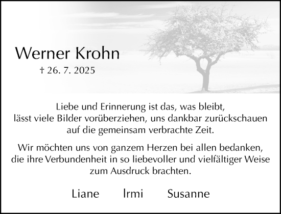 Traueranzeige von Werner Krohn von Neue Westfälische und Westfalen-Blatt