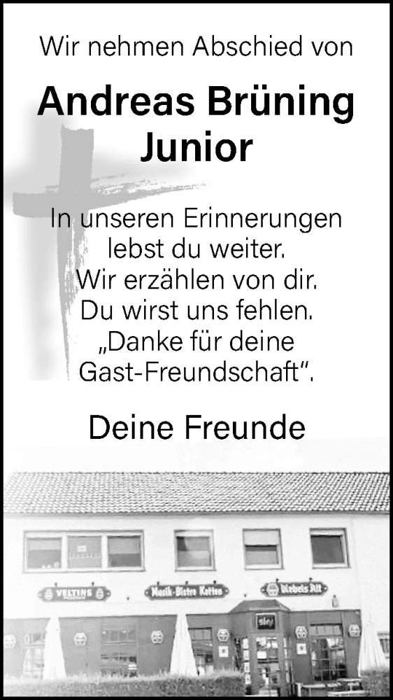  Traueranzeige für Andreas Brüning vom 31.01.2026 aus Neue Westfälische und Westfalen-Blatt