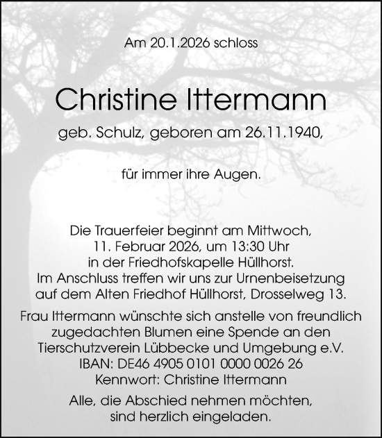Traueranzeige von Christine Ittermann von Neue Westfälische und Westfalen-Blatt