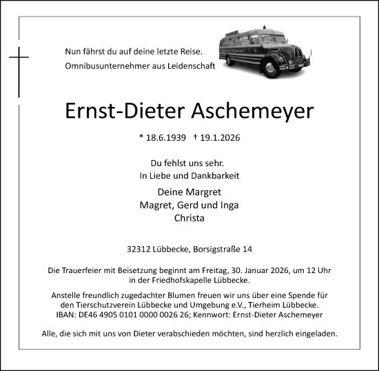 Traueranzeige von Ernst-Dieter Aschemeyer von Neue Westfälische und Westfalen-Blatt