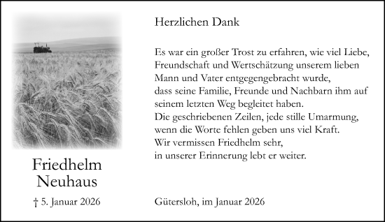 Traueranzeige von Friedhelm Neuhaus von Neue Westfälische und Westfalen-Blatt