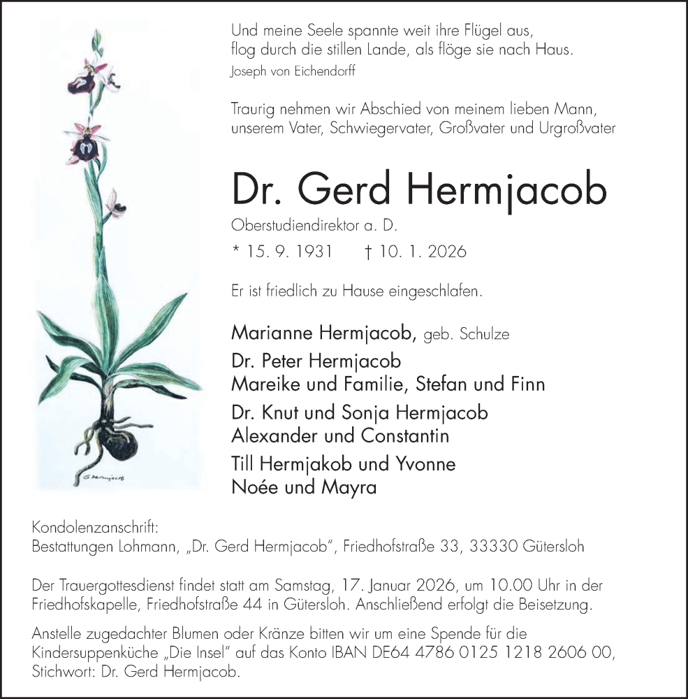  Traueranzeige für Gerd Hermjacob vom 14.01.2026 aus Neue Westfälische und Westfalen-Blatt