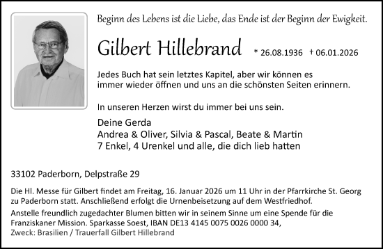 Traueranzeige von Gilbert Hillebrand von Neue Westfälische und Westfalen-Blatt