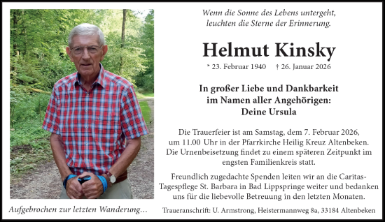 Traueranzeige von Helmut Kinsky von Neue Westfälische und Westfalen-Blatt