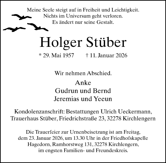 Traueranzeige von Holger Stüber von Neue Westfälische und Westfalen-Blatt