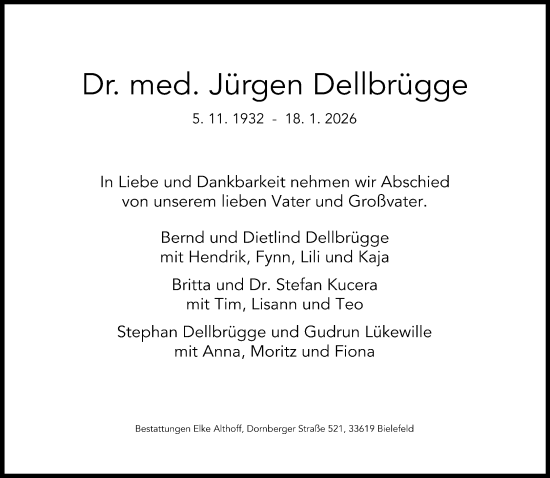 Traueranzeige von Jürgen Dellbrügge von Neue Westfälische und Westfalen-Blatt