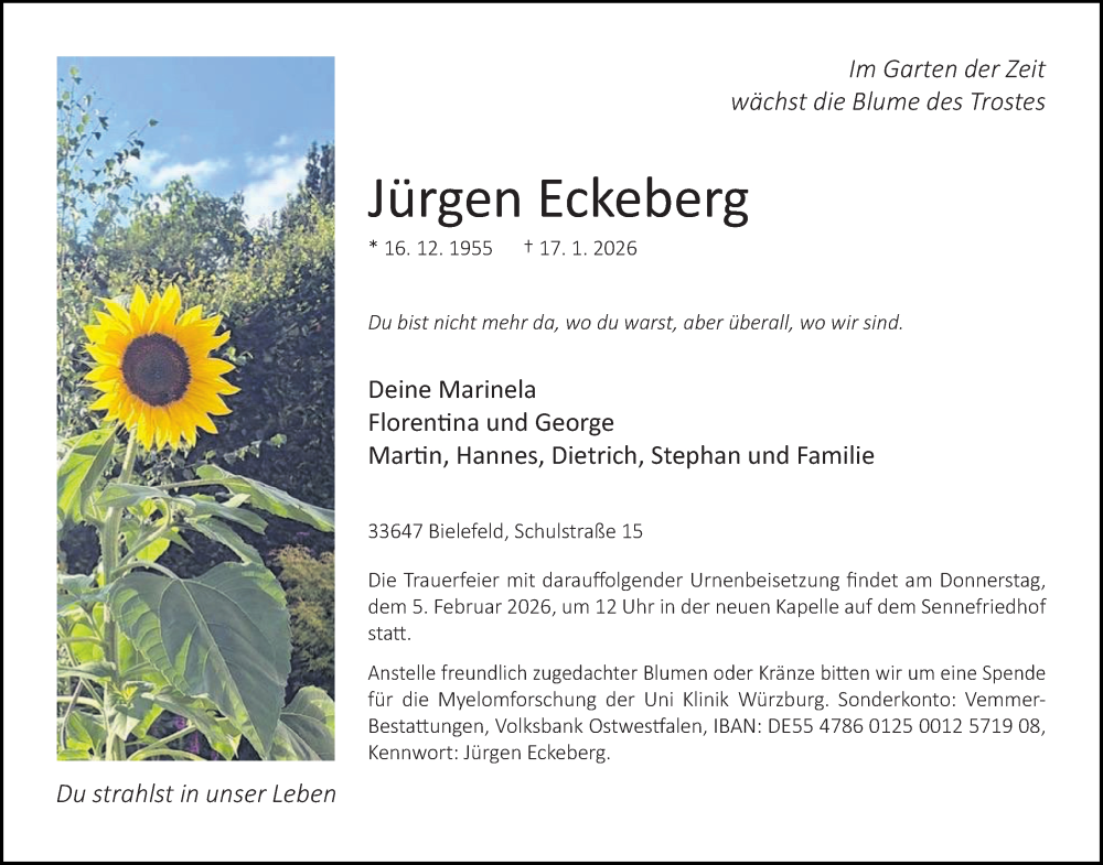  Traueranzeige für Jürgen Eckeberg vom 24.01.2026 aus Neue Westfälische und Westfalen-Blatt