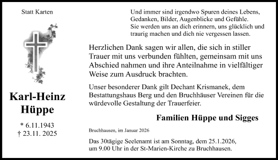 Traueranzeige von Karl-Heinz Hüppe von Neue Westfälische und Westfalen-Blatt