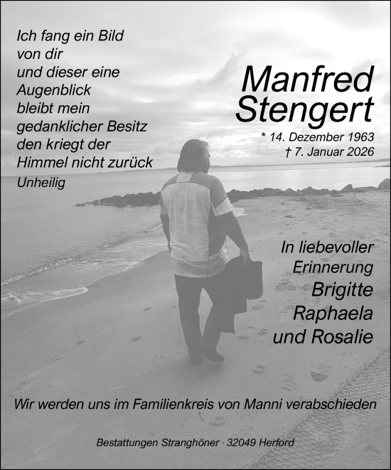 Traueranzeige von Manfred Stengert von Neue Westfälische und Westfalen-Blatt