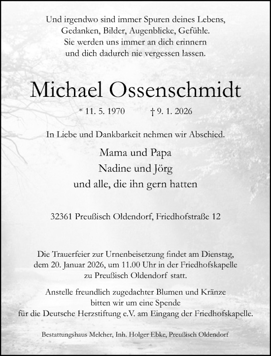 Traueranzeige von Michael Ossenschmidt von Neue Westfälische und Westfalen-Blatt