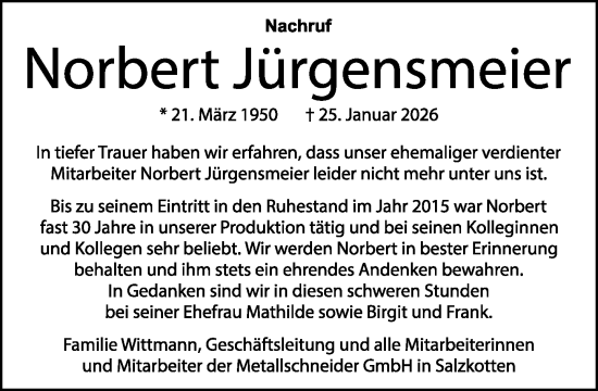 Traueranzeige von Norbert Jürgensmeier von Neue Westfälische und Westfalen-Blatt