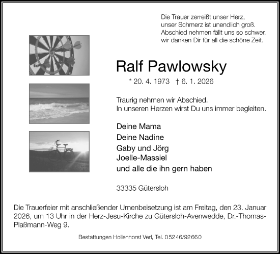 Traueranzeige von Ralf Pawlowsky von Neue Westfälische und Westfalen-Blatt