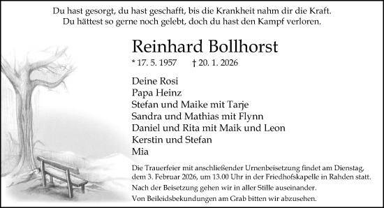 Traueranzeige von Reinhard Bollhorst von Neue Westfälische und Westfalen-Blatt