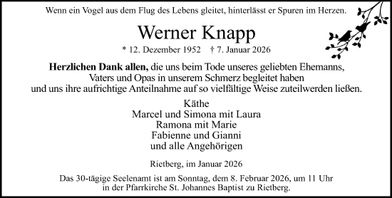 Traueranzeige von Werner Knapp von Neue Westfälische und Westfalen-Blatt