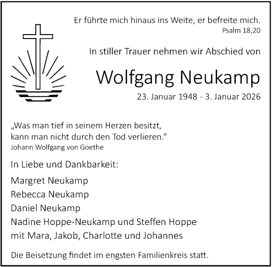 Traueranzeige von Wolfgang Neukamp von Neue Westfälische und Westfalen-Blatt