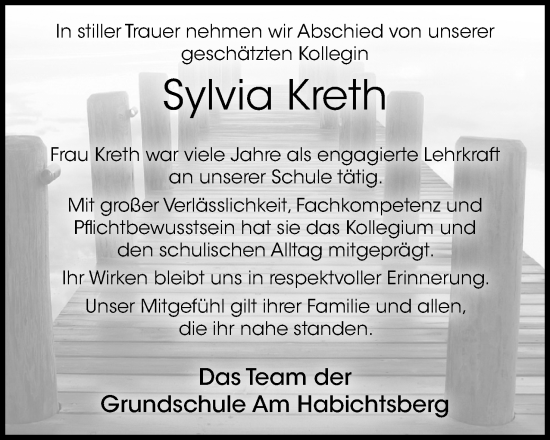 Traueranzeige von Sylvia Kreth von Lippische Landes-Zeitung