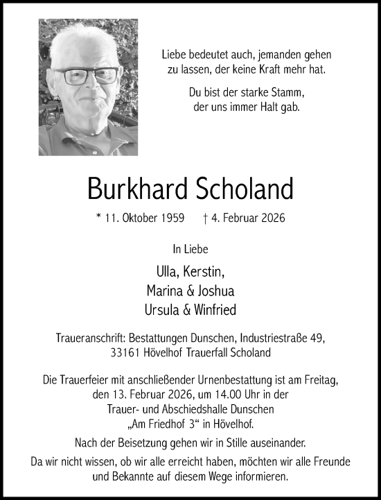 Traueranzeige von Burkhard Scholand von Neue Westfälische und Westfalen-Blatt