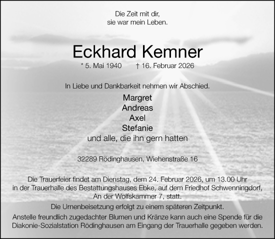 Traueranzeige von Eckhard Kemner von Neue Westfälische und Westfalen-Blatt
