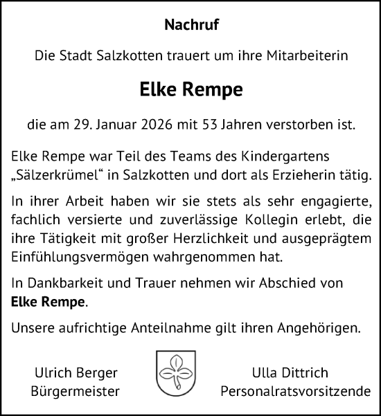 Traueranzeige von Elke Rempe von Neue Westfälische und Westfalen-Blatt