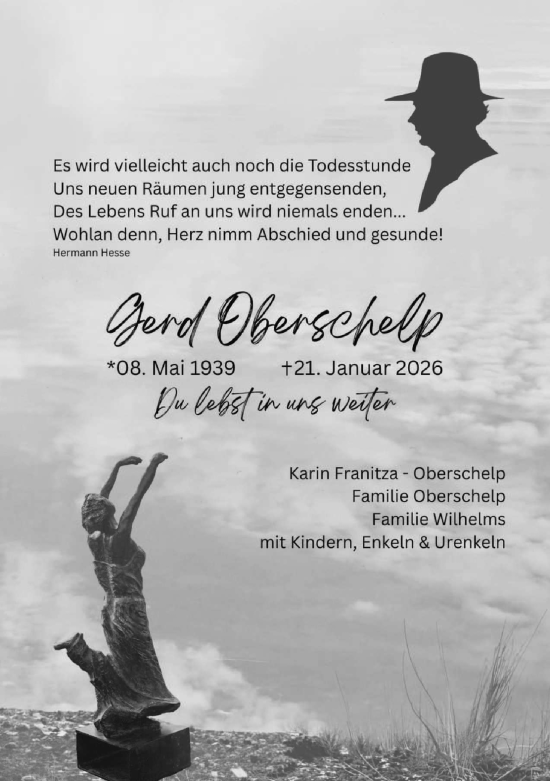 Traueranzeige von Gerd Oberschelp von Neue Westfälische und Westfalen-Blatt