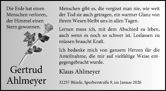Traueranzeige von Gertrud Ahlmeyer von Neue Westfälische und Westfalen-Blatt