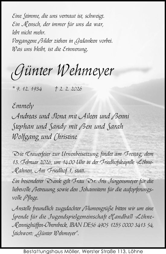Traueranzeige von Günter Wehmeyer von Neue Westfälische und Westfalen-Blatt