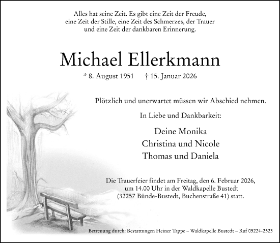 Traueranzeige von Michael Ellerkmann von Neue Westfälische und Westfalen-Blatt