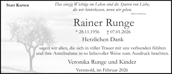 Traueranzeige von Rainer Runge von Neue Westfälische und Westfalen-Blatt