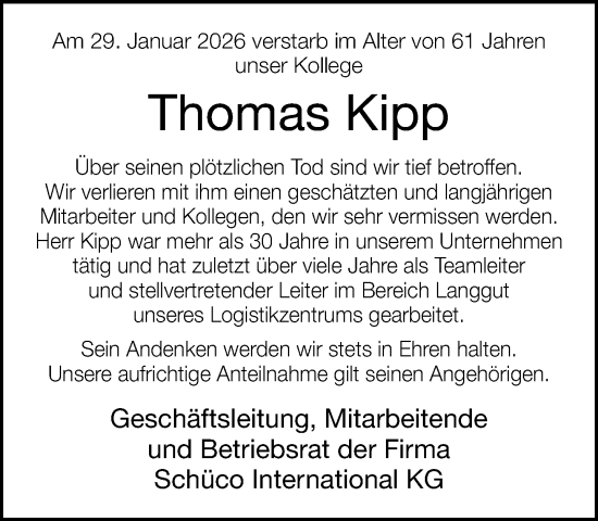 Traueranzeige von Thomas Kipp von Neue Westfälische und Westfalen-Blatt