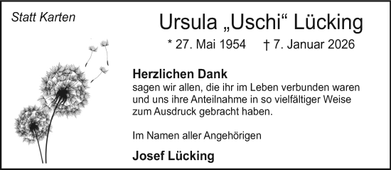 Traueranzeige von Ursula Lücking von Neue Westfälische und Westfalen-Blatt