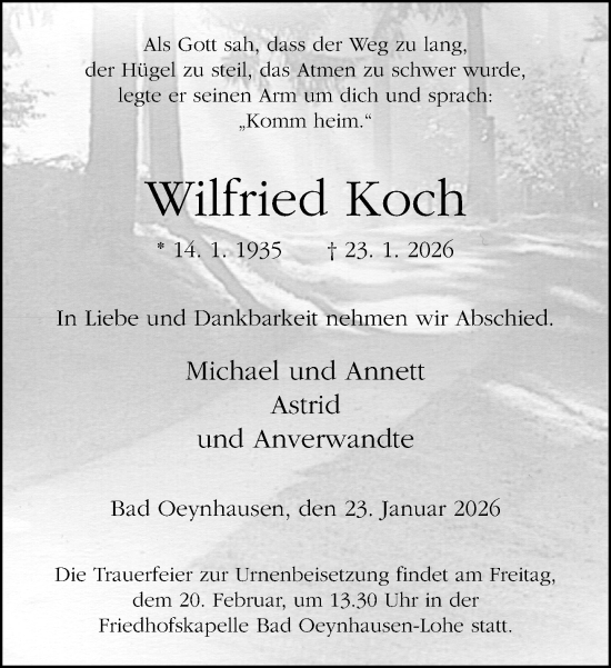 Traueranzeige von Wilfried Koch von Neue Westfälische und Westfalen-Blatt