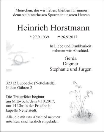 Traueranzeige von Heinrich Horstmann von Westfalen-Blatt
