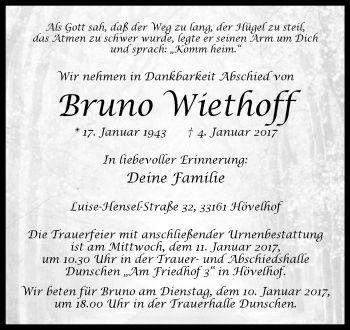 Traueranzeige von Bruno Wiethoff von Westfalen-Blatt