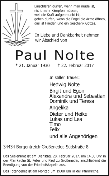 Traueranzeige von Paul Nolte von Westfalen-Blatt