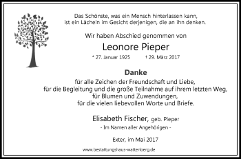 Traueranzeige von Leonore Pieper von Westfalen-Blatt