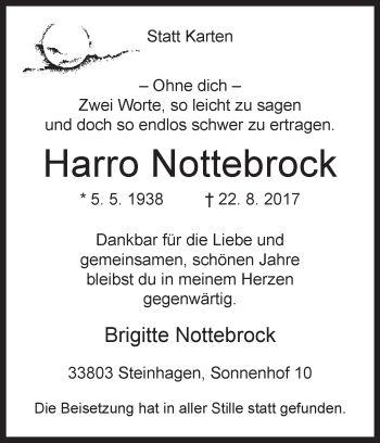 Traueranzeige von Harro Nottebrock von Westfalen-Blatt