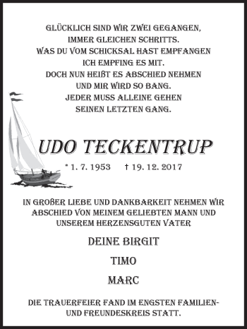 Traueranzeige von Udo Teckentrup 