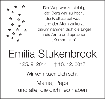 Traueranzeige von Emilia Stukenbrock von Westfalen-Blatt
