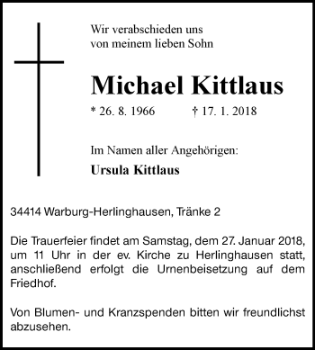 Traueranzeige von Michael Kittlaus von Westfalen-Blatt