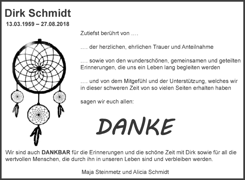  Traueranzeige für Dirk Schmidt vom 13.10.2018 aus Westfalen-Blatt